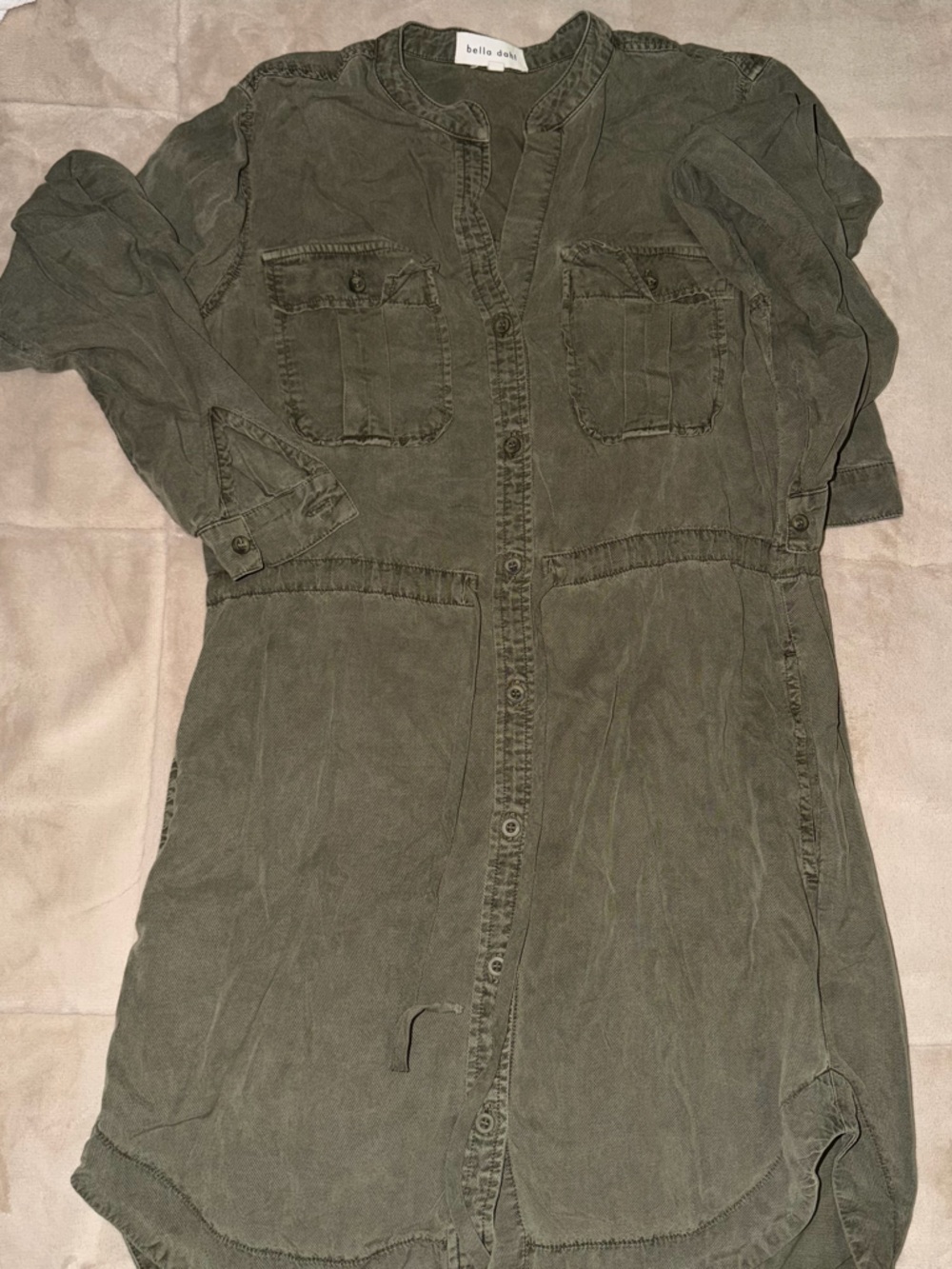 Bella Dahl Olive Utility Button-Up Dress